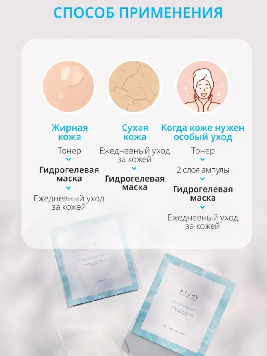 Atomy Маска для лица Сияние гидрогелевая морская о